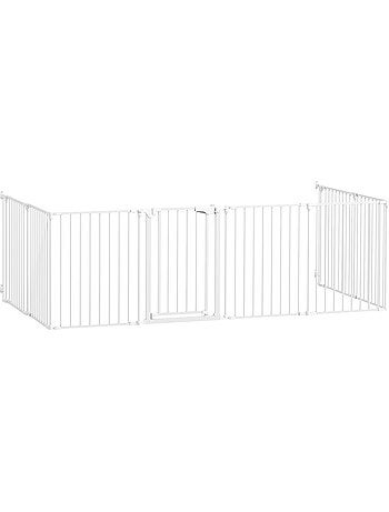 Barrière de sécurité pliable modulable max. L.488cm parc enclos 8 panneaux blanc