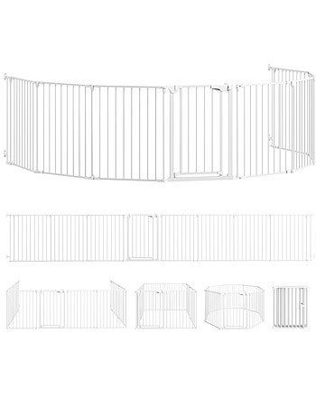 Barrière de sécurité pliable modulable max. L.488cm parc enclos 8 panneaux blanc