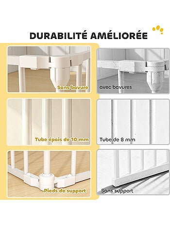 Barrière de sécurité pliable modulable max. L.488cm parc enclos 8 panneaux blanc