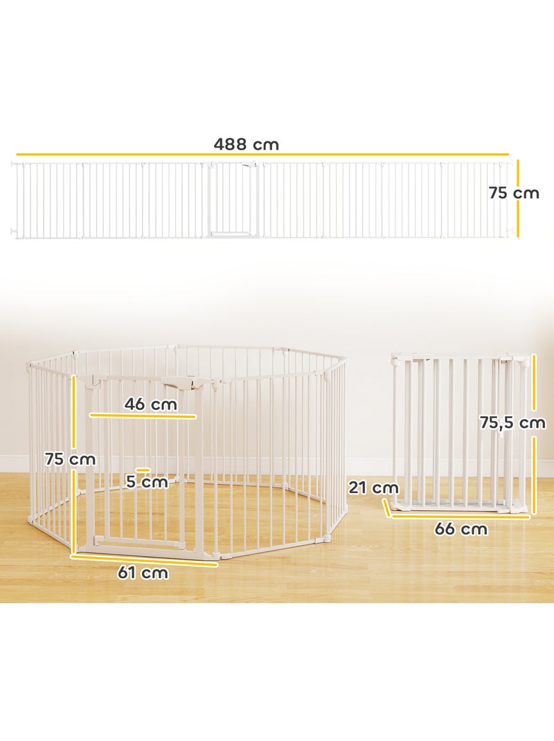 Barrière de sécurité pliable modulable max. L.488cm parc enclos 8 panneaux blanc Blanc Blanc - Kiabi