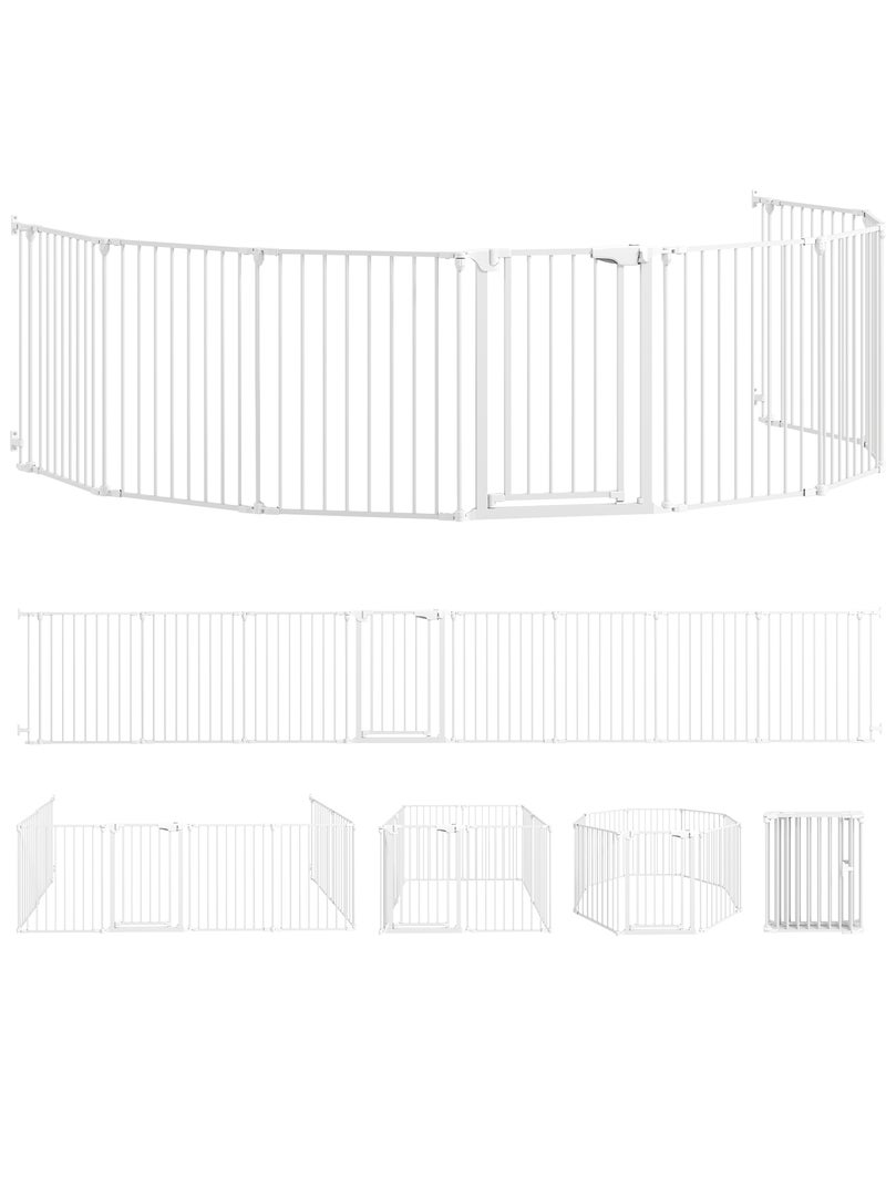 Barrière de sécurité pliable modulable max. L.488cm parc enclos 8 panneaux blanc Blanc Blanc - Kiabi