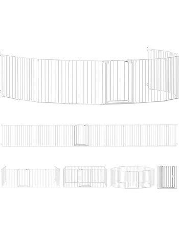 Barrière de sécurité pliable modulable max. L.610cm parc enclos 10 panneaux blanc