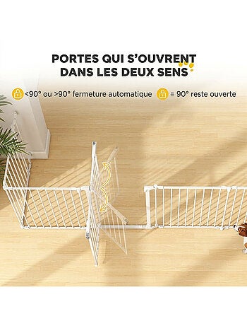 Barrière de sécurité pliable modulable max. L.610cm parc enclos 10 panneaux blanc