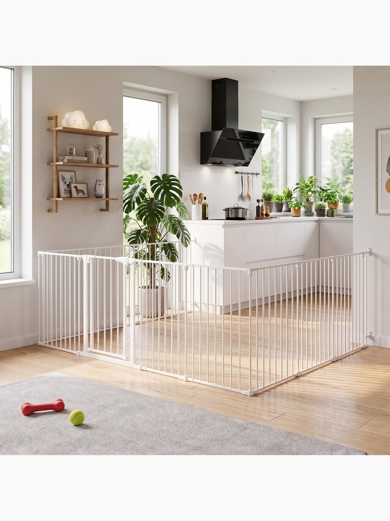 Barrière de sécurité pliable modulable max. L.610cm parc enclos 10 panneaux blanc Blanc Blanc - Kiabi