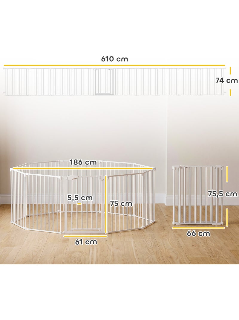 Barrière de sécurité pliable modulable max. L.610cm parc enclos 10 panneaux blanc Blanc Blanc - Kiabi