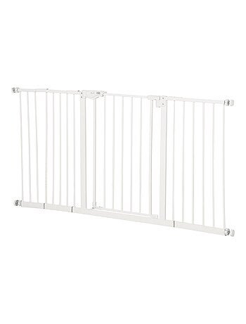 Barrière de sécurité pliable pour chien - 3 panneaux, porte - blanc