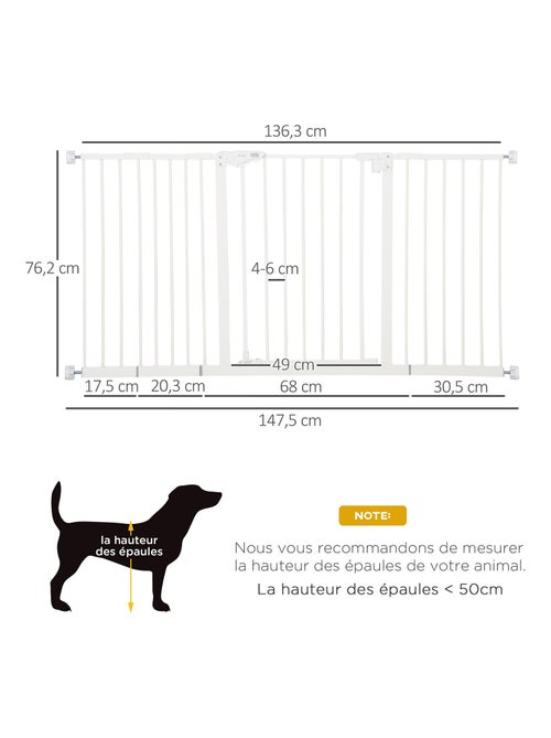 Barrière de sécurité pliable pour chien - 3 panneaux, porte - blanc - Kiabi
