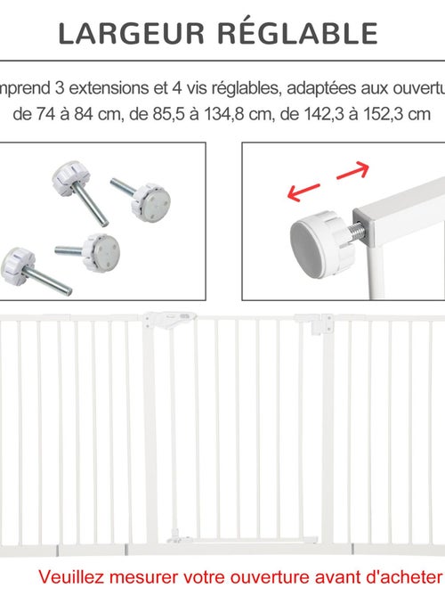 Barrière de sécurité pliable pour chien - 3 panneaux, porte - blanc - Kiabi