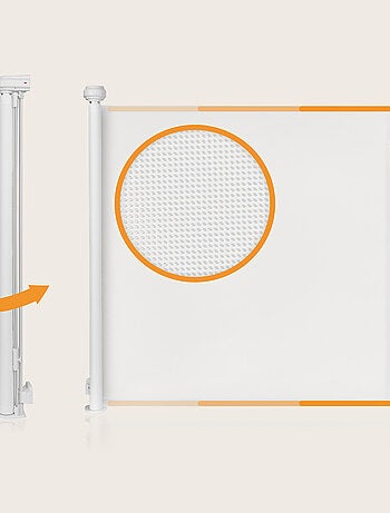 Barrière de sécurité rétractable - LIONELO Thea - 85 x 145 cm - Pas de seuil - Gris