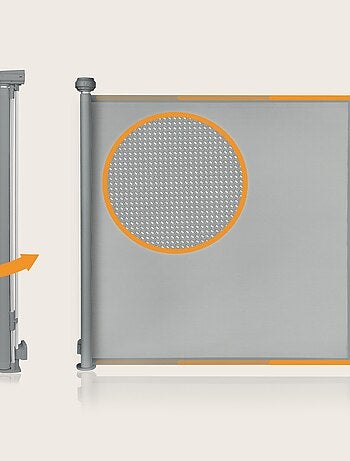 Barrière de sécurité rétractable - LIONELO Thea - 85 x 145 cm - Pas de seuil - Gris