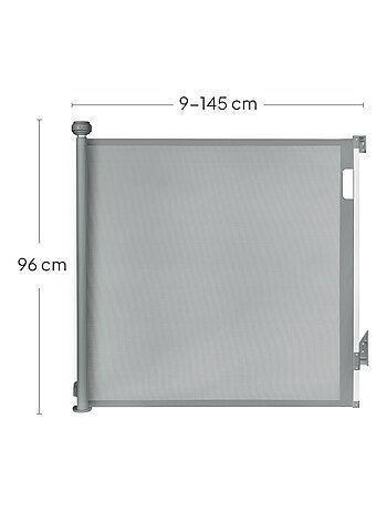 Barrière de sécurité rétractable - LIONELO Thea - 85 x 145 cm - Pas de seuil - Gris