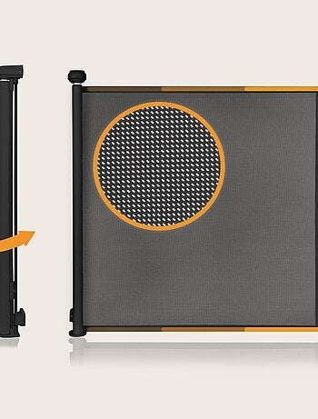 Barrière de sécurité rétractable - LIONELO Thea - 85 x 145 cm - Pas de seuil - Gris