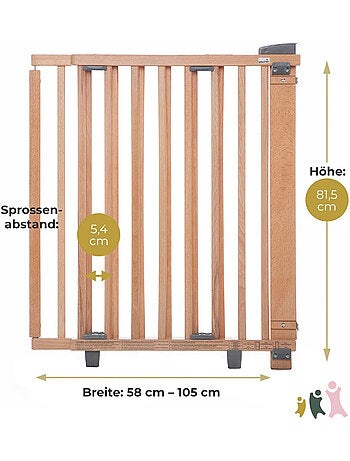 Barrière extensible bois vernis clair - 58 à 93 cm