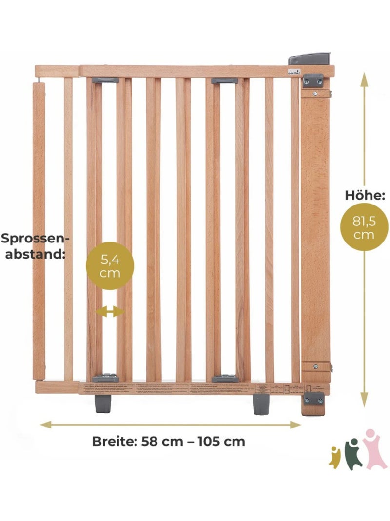 Barrière extensible bois vernis clair - 58 à 93 cm Beige - Kiabi