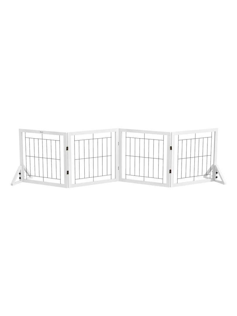 Barrière modulable pliable autoportante pour animaux acier noir bois blanc Blanc - Kiabi