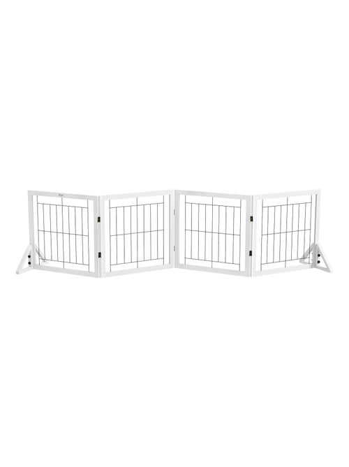 Barrière modulable pliable autoportante pour animaux acier noir bois blanc - Kiabi