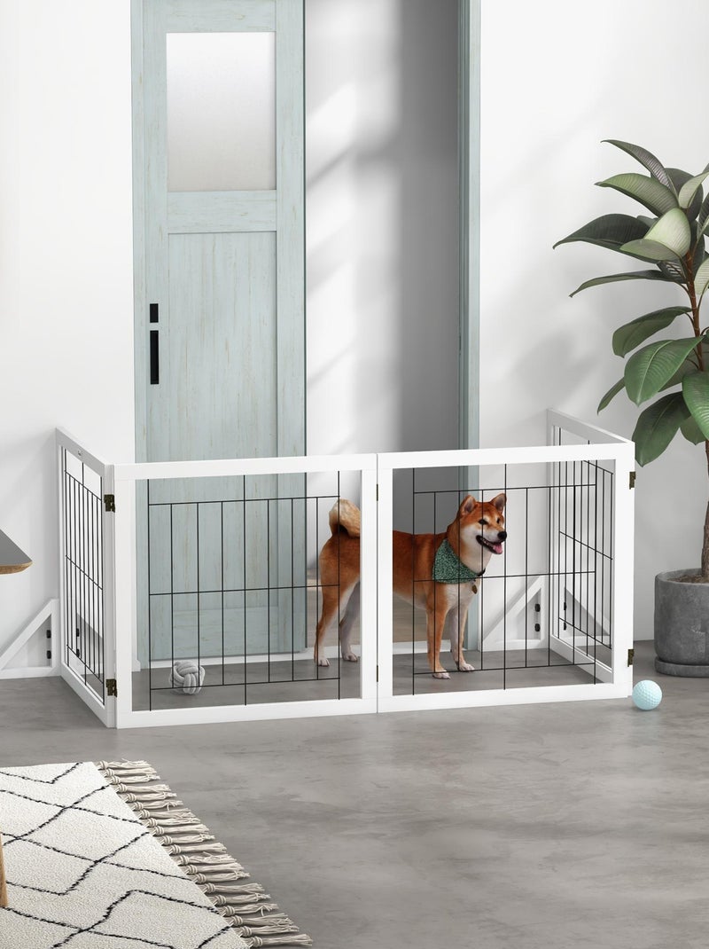 Barrière modulable pliable autoportante pour animaux acier noir bois blanc Blanc - Kiabi