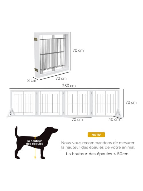 Barrière modulable pliable autoportante pour animaux acier noir bois blanc - Kiabi