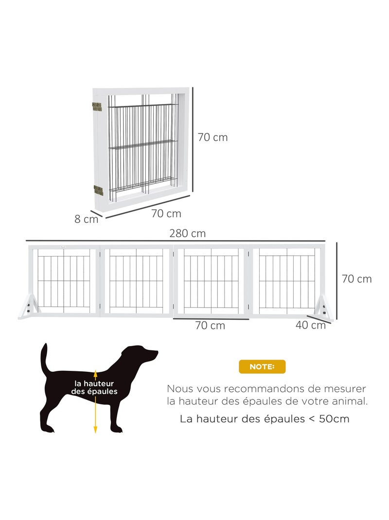 Barrière modulable pliable autoportante pour animaux acier noir bois blanc Blanc - Kiabi