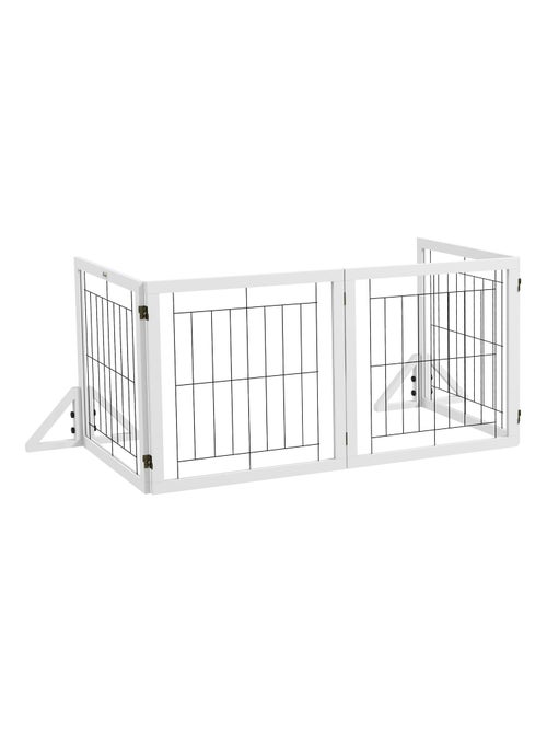 Barrière modulable pliable autoportante pour animaux acier noir bois blanc - Kiabi