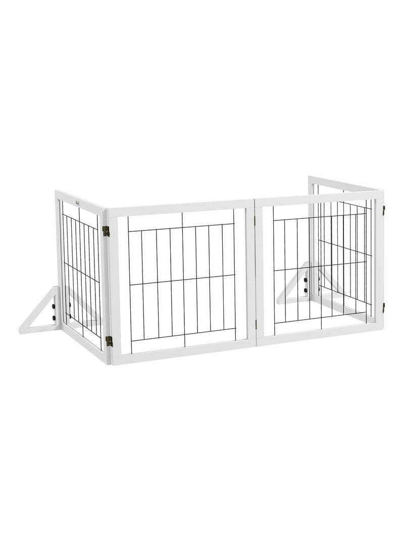Barrière modulable pliable autoportante pour animaux acier noir bois blanc Blanc - Kiabi