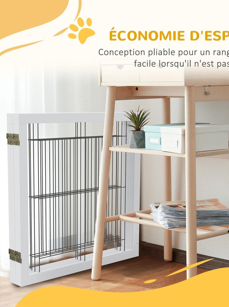 Barrière modulable pliable autoportante pour animaux acier noir bois blanc Blanc - Kiabi
