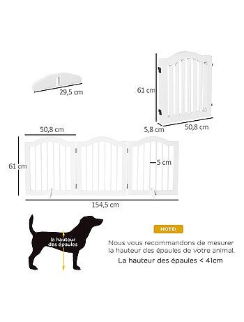 Barrière modulable pliable barrière de sécurité 154,5L x 61H cm blanc