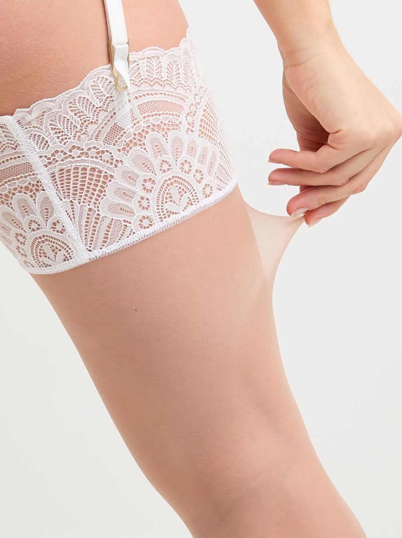 Bas autofixants 20 deniers Gladys - RougeGorge Lingerie Blanc - Kiabi