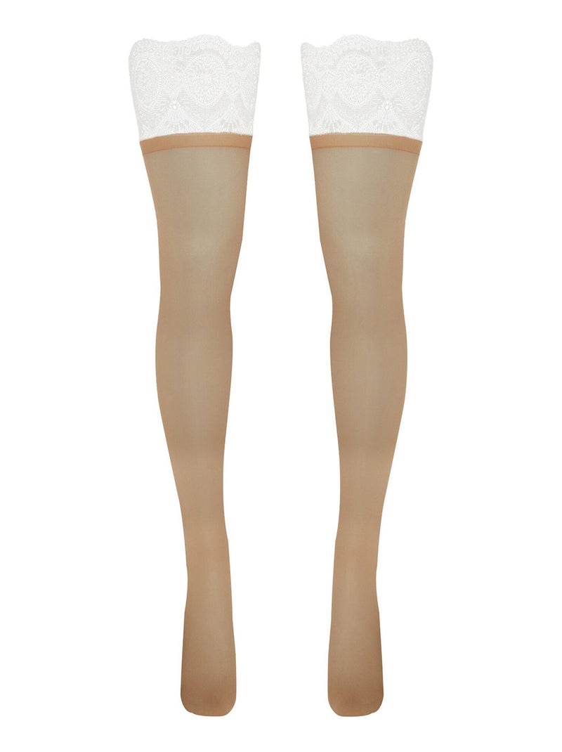 Bas autofixants Matilda mariage Beige - Kiabi