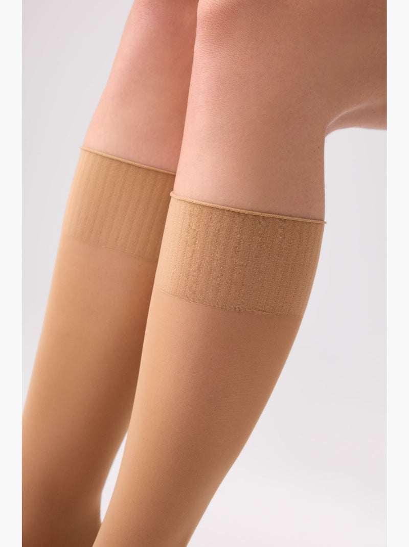 Bas cuissardes 40 deniers avec orteils invisibles Beige - Kiabi