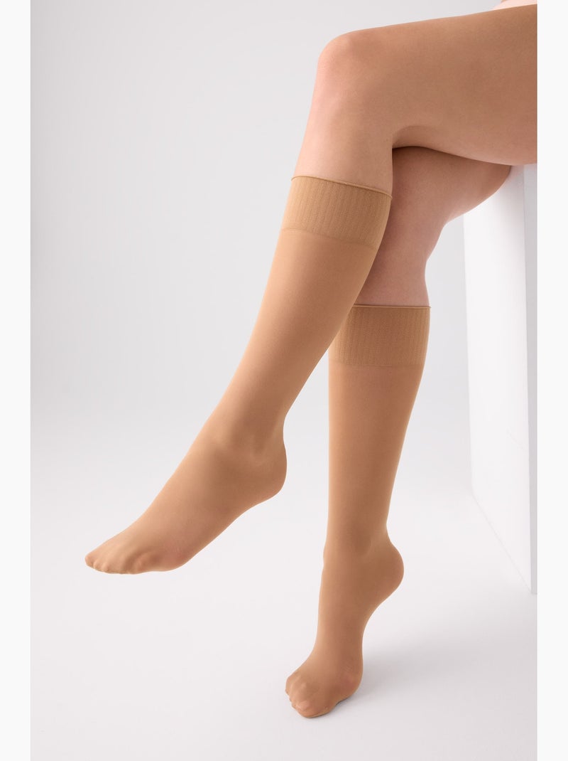 Bas cuissardes 40 deniers avec orteils invisibles Beige - Kiabi