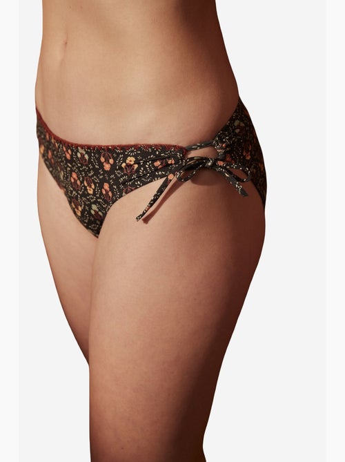 Bas de bikini à motif fleuri et détail à nouer sur le côté penti - Kiabi Bas de bikini à motif fleuri et détail à nouer sur le côté penti - Kiabi