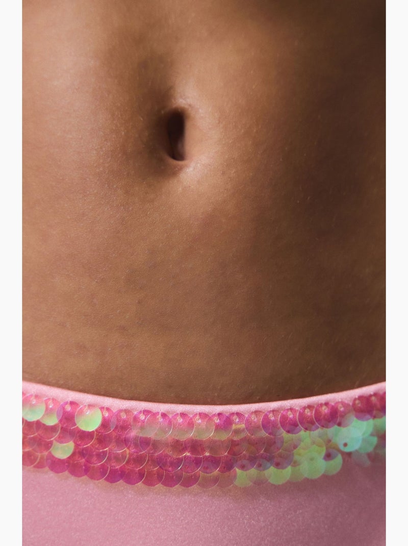 Bas de bikini à paillettes penti Rose - Kiabi