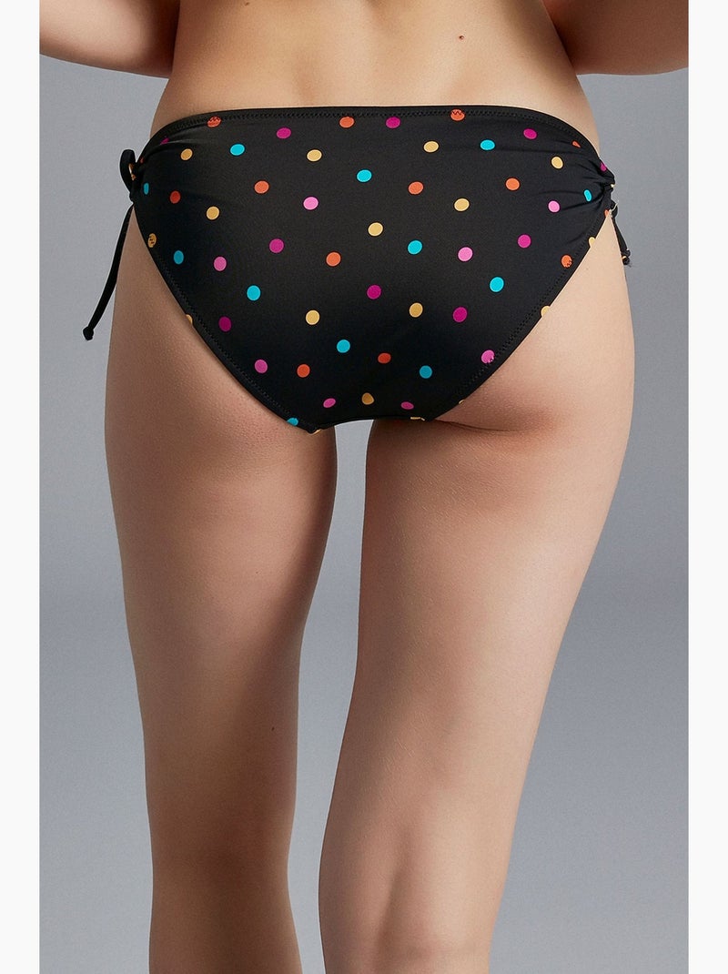 Bas de bikini à pois avec anneau penti Noir - Kiabi