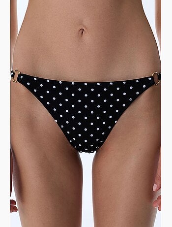 Bas de bikini à pois, détail côté, taille mi-haute penti