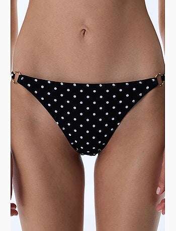 Bas de bikini à pois, détail côté, taille mi-haute penti