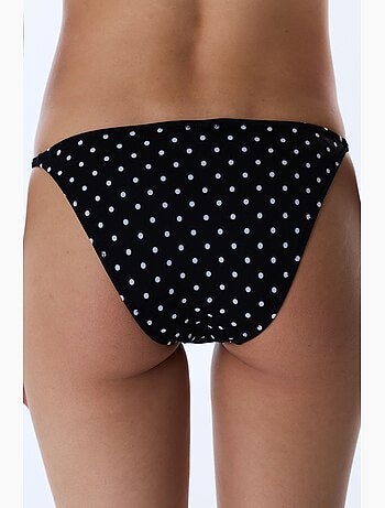 Bas de bikini à pois, détail côté, taille mi-haute penti