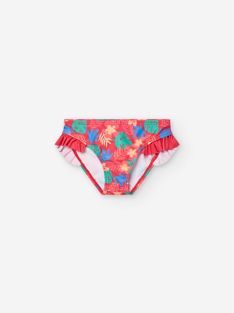 Bas de Bikini avec Motif et Volants Rose - Kiabi