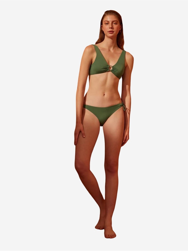 Bas de bikini basic ring penti Vert kaki - Kiabi