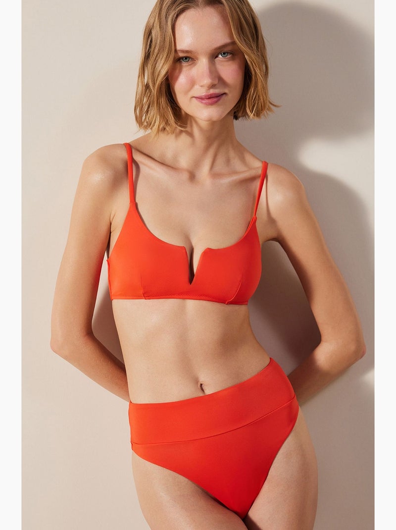 Bas de bikini basic super high leg penti Orange - Kiabi