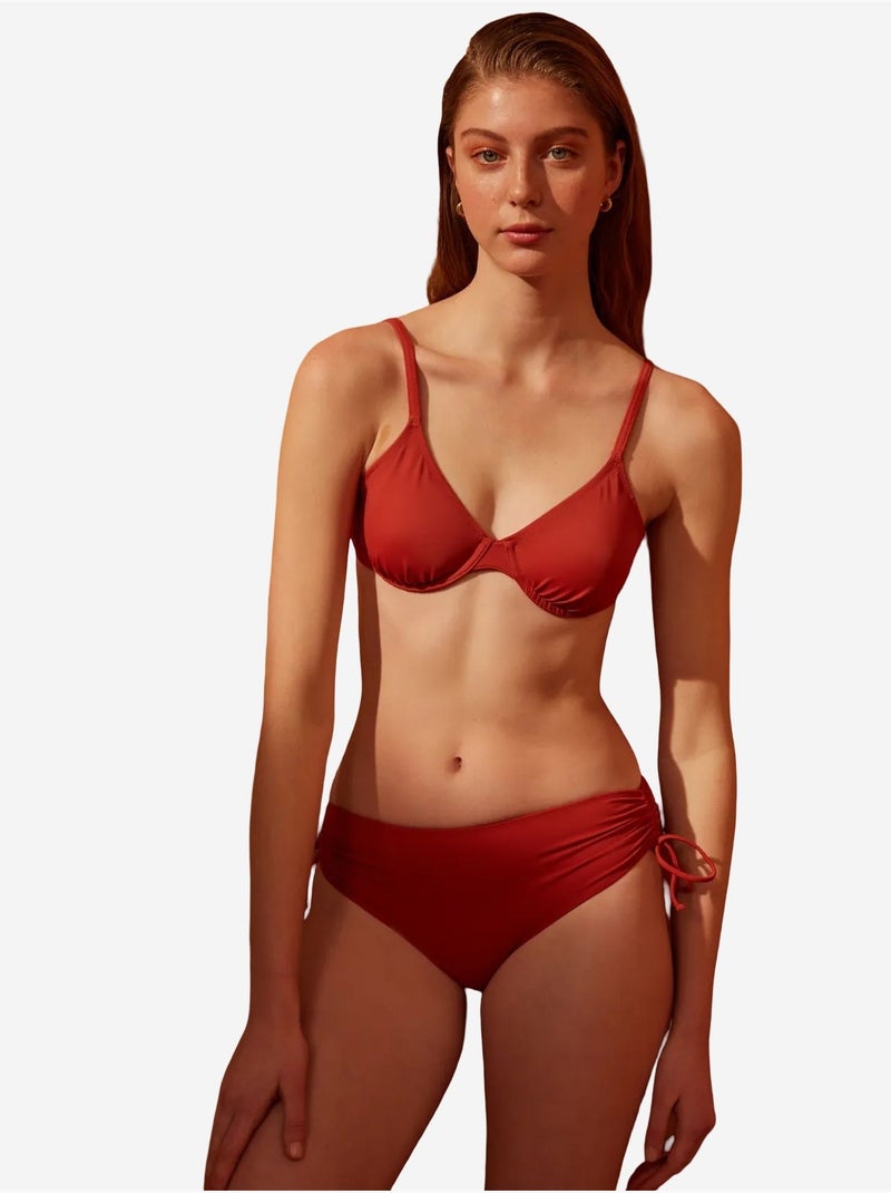 Bas de bikini basic taille haute à nouer penti Terracotta - Kiabi