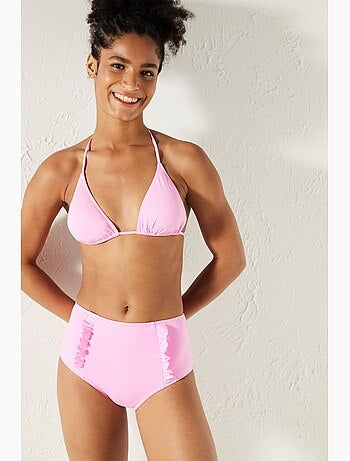 Bas de bikini basic taille haute à volants penti