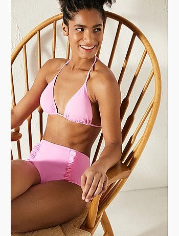 Bas de bikini basic taille haute à volants penti