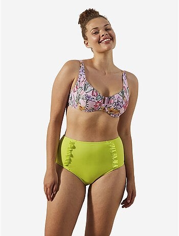 Bas de bikini basic taille haute à volants penti