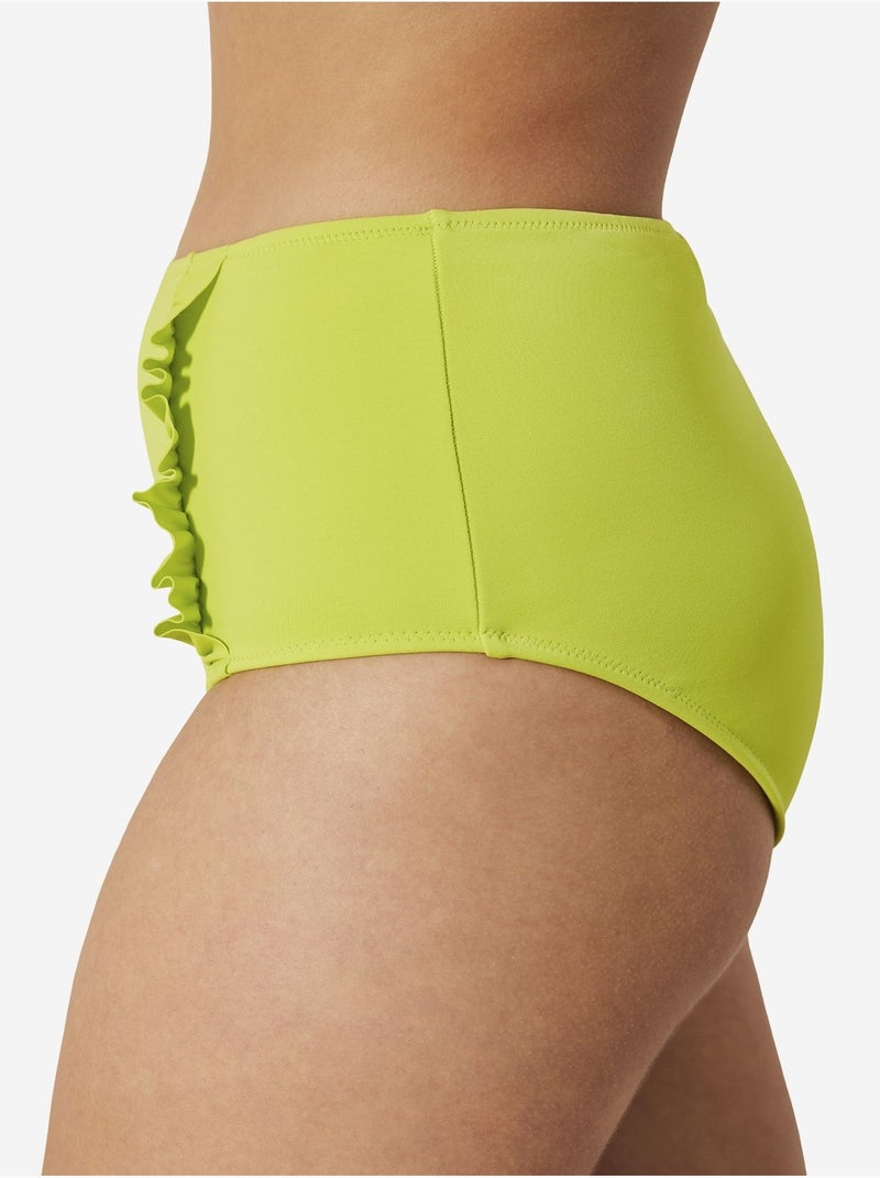 Bas de bikini basic taille haute à volants penti Vert tilleul - Kiabi