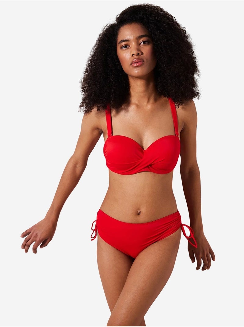 Bas de bikini basic taille haute avec anneau penti Rouge - Kiabi