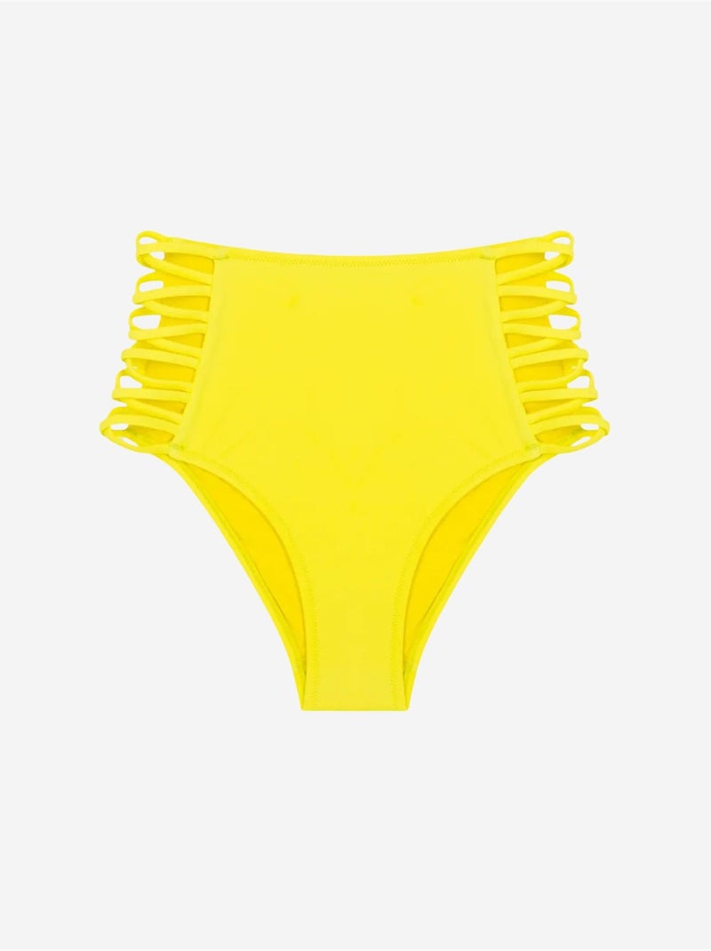 Bas de bikini basic taille haute avec détail lien penti Jaune citron - Kiabi