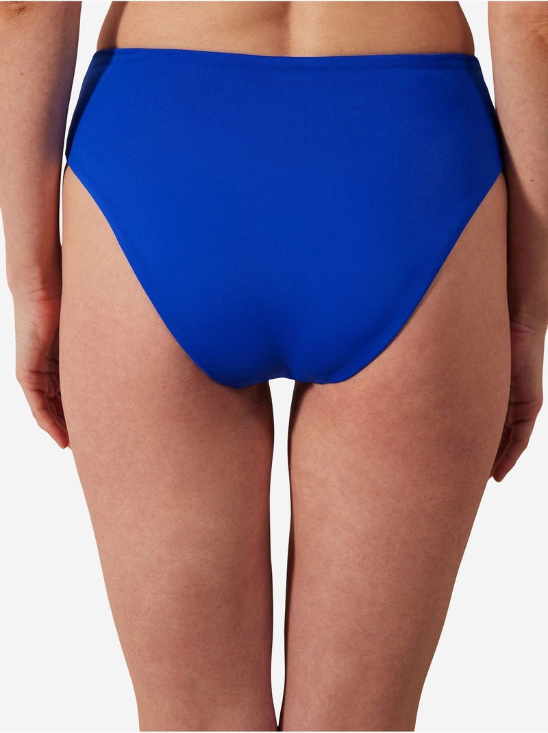 Bas de bikini basique taille haute froncé collection cornetto penti Bleu cobalt - Kiabi