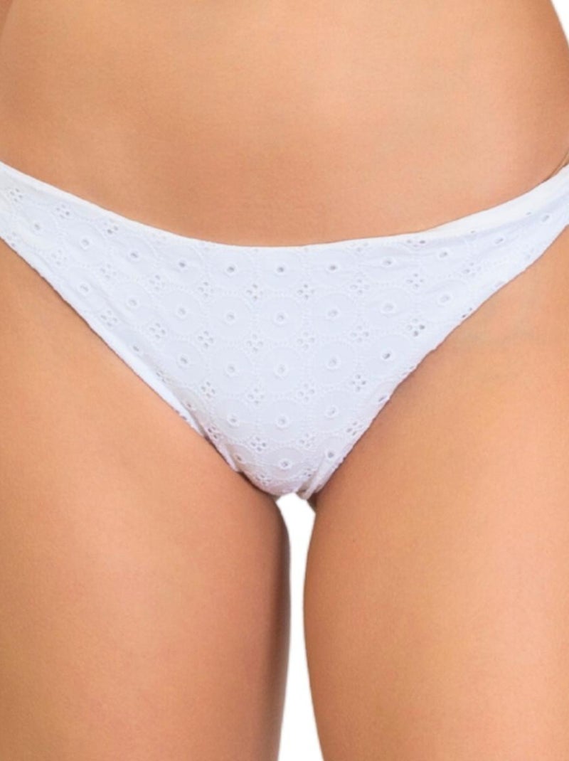 Bas de bikini brésilien broderie anglaise Sangallo Blanc - Kiabi