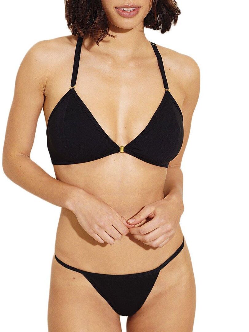 Bas de bikini échancré en polyester recyclé Vanessa Noir - Kiabi